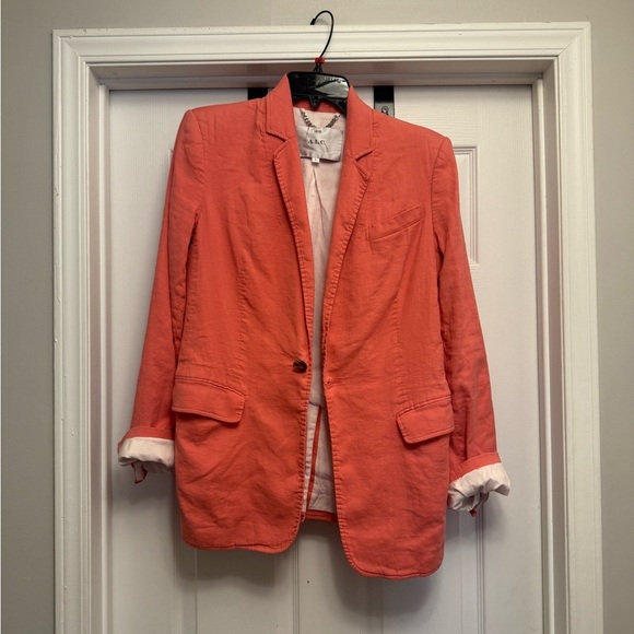 A.L.C. 'Donovan' Linen-Blend Blazer Jacket, Dark Grapefruit - Size 6 - Picture 2 of 5
